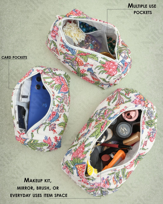Set of 3 cosmetic bag/pouches with waterproof lining