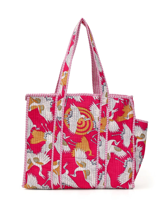 Spanish Carmine Quilted Cotton Tote Bag