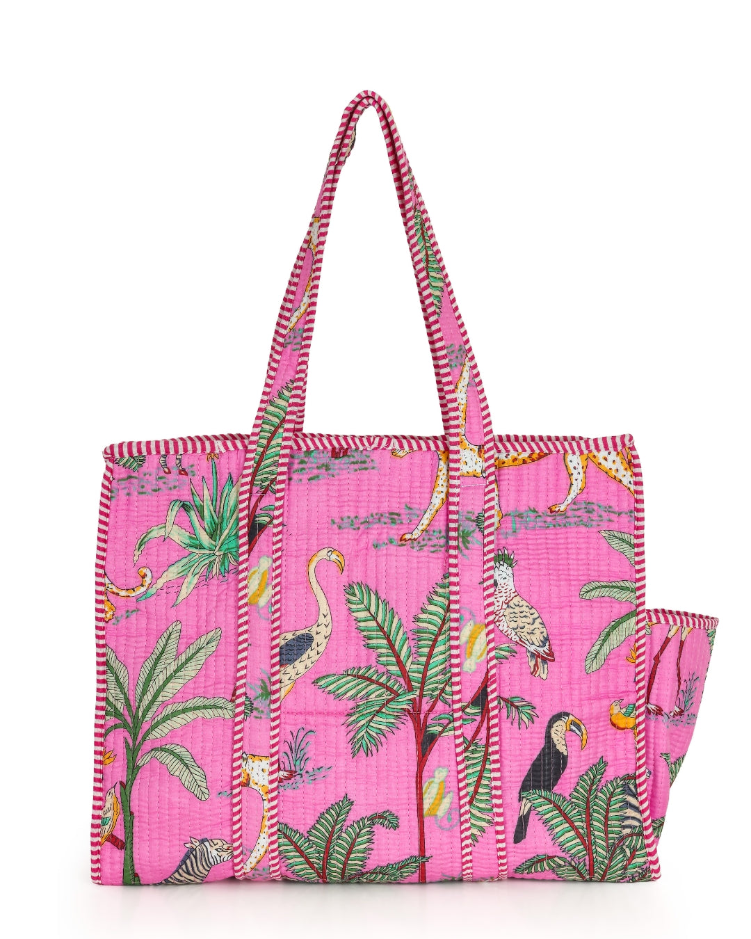 Pink Quilted Cotton Tote Bag